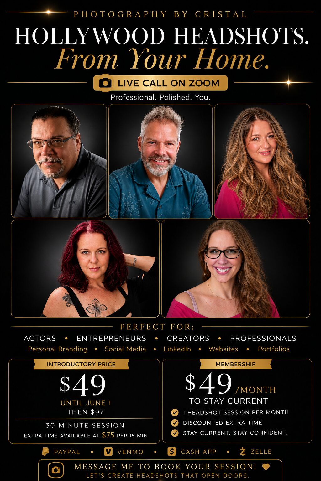 Cristal Vancarson - photographer - Remote Hollwood photo headshots offer